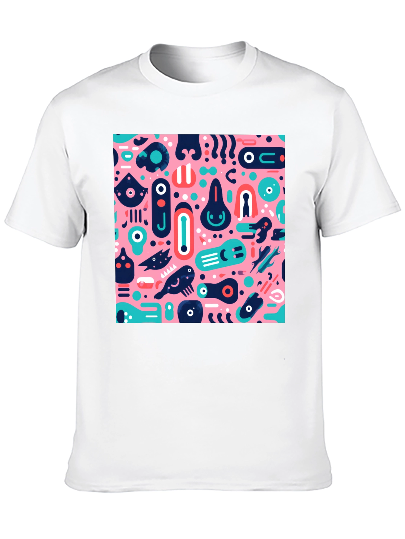 Abstract Pattern Black Crew Neck T-Shirt
