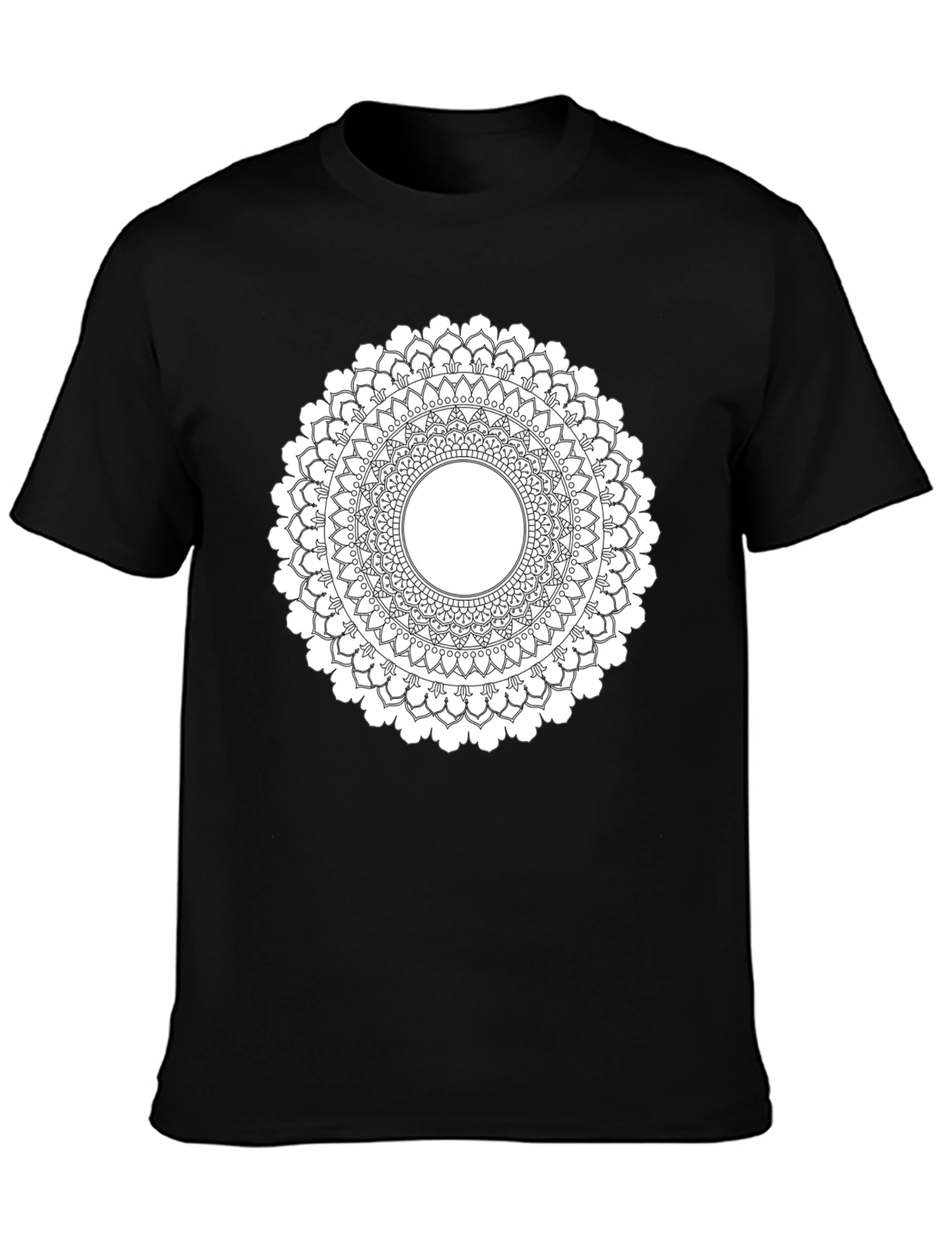 Black Mandala T-Shirt - Geometric Pattern