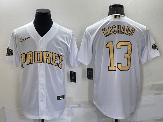 Men's San Diego Padres Manny Machado #13 White Replica Baseball Jerseys
