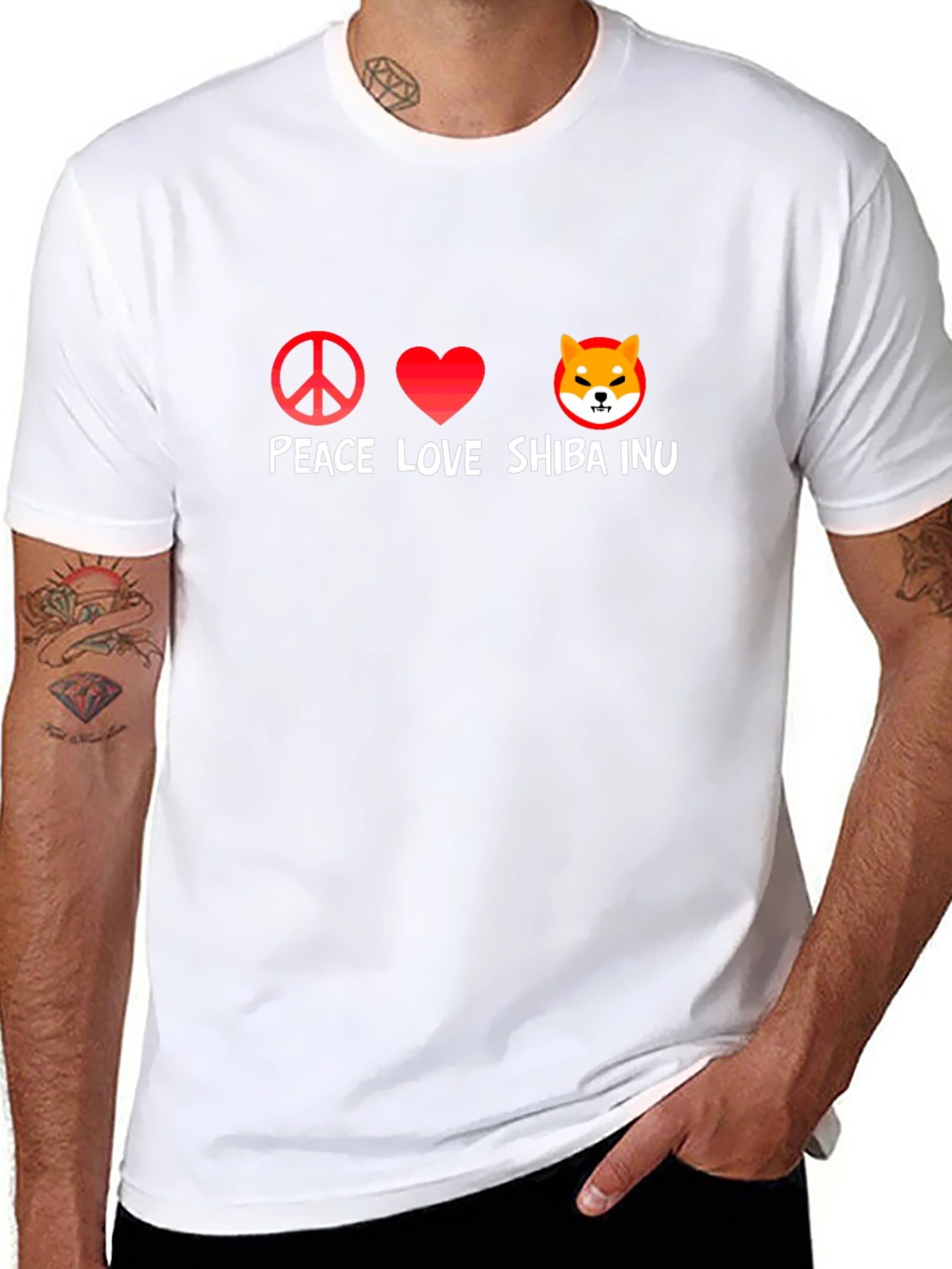 Peace Love Shiba Inu Black Graphic Tee