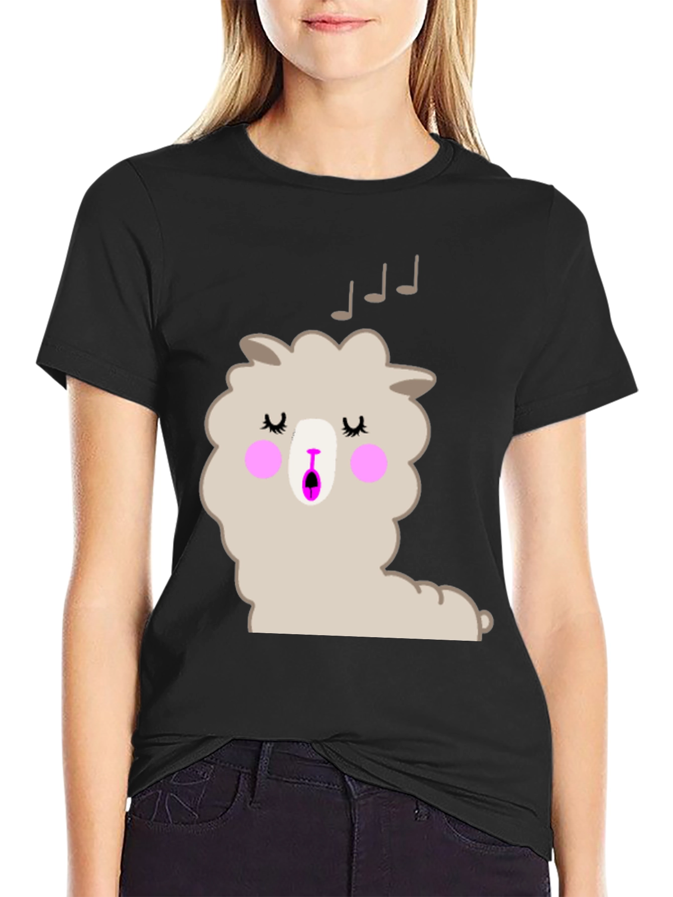 Singing Llama Graphic T-Shirt - Black Cotton Tee