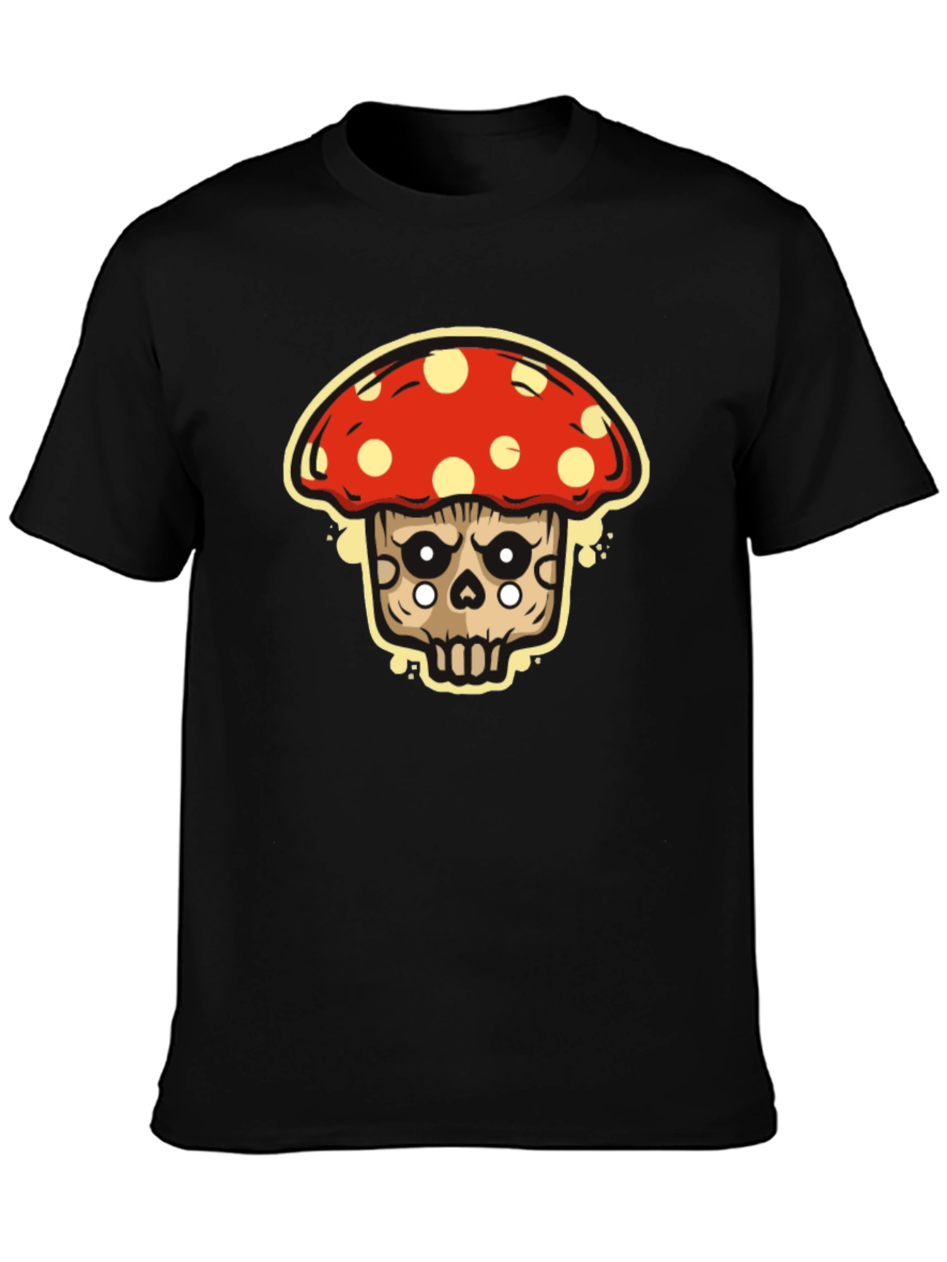 Mushroom Skull Graphic T-Shirt - Black Tee