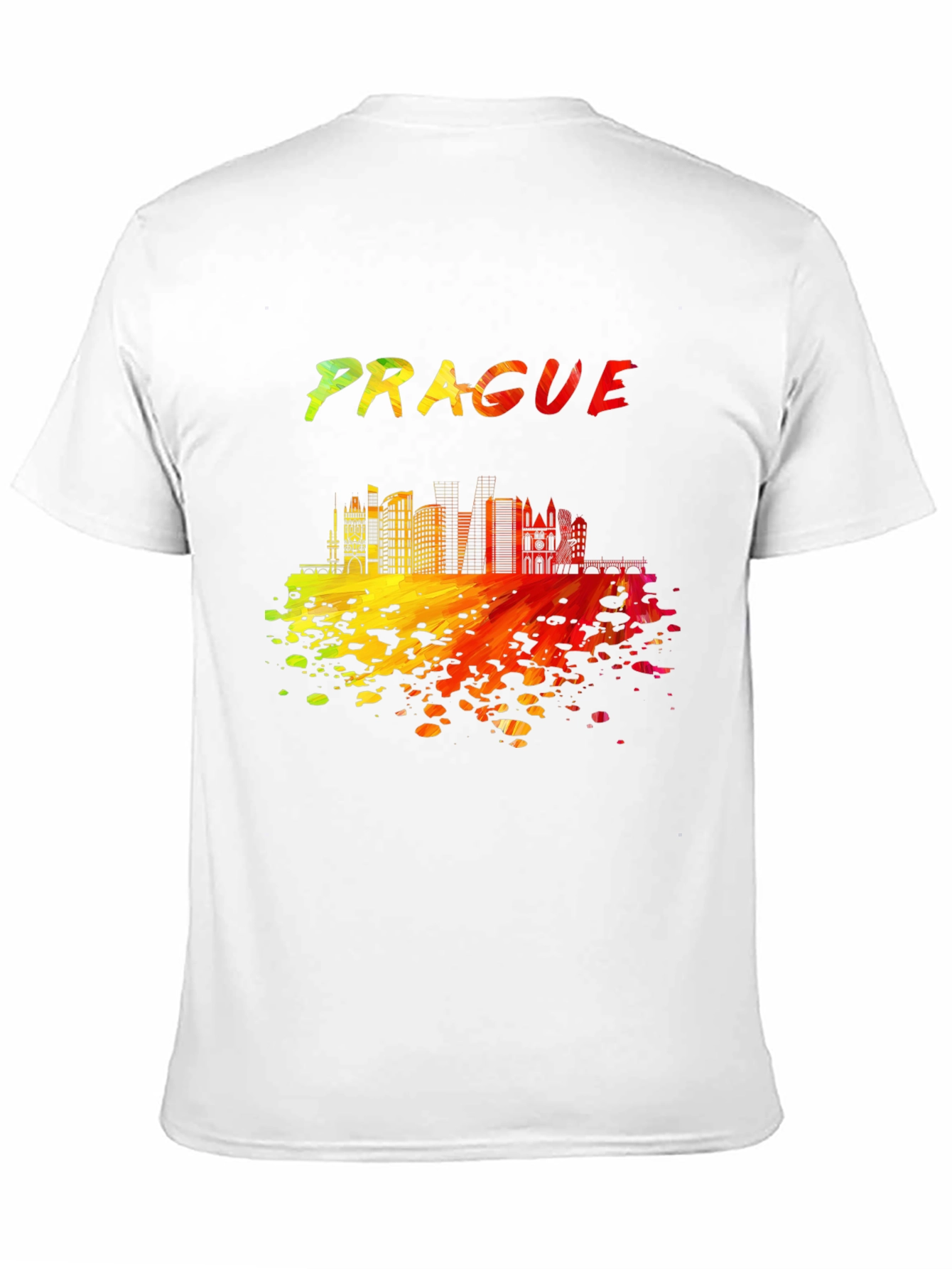 Prague Skyline Mens Black Graphic T-Shirt