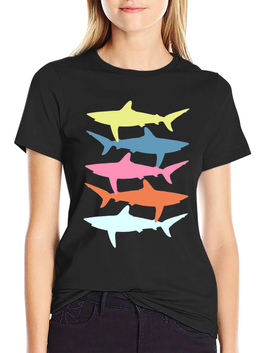 Shark Stack Graphic Tee - Cool Ocean Lover Shirt