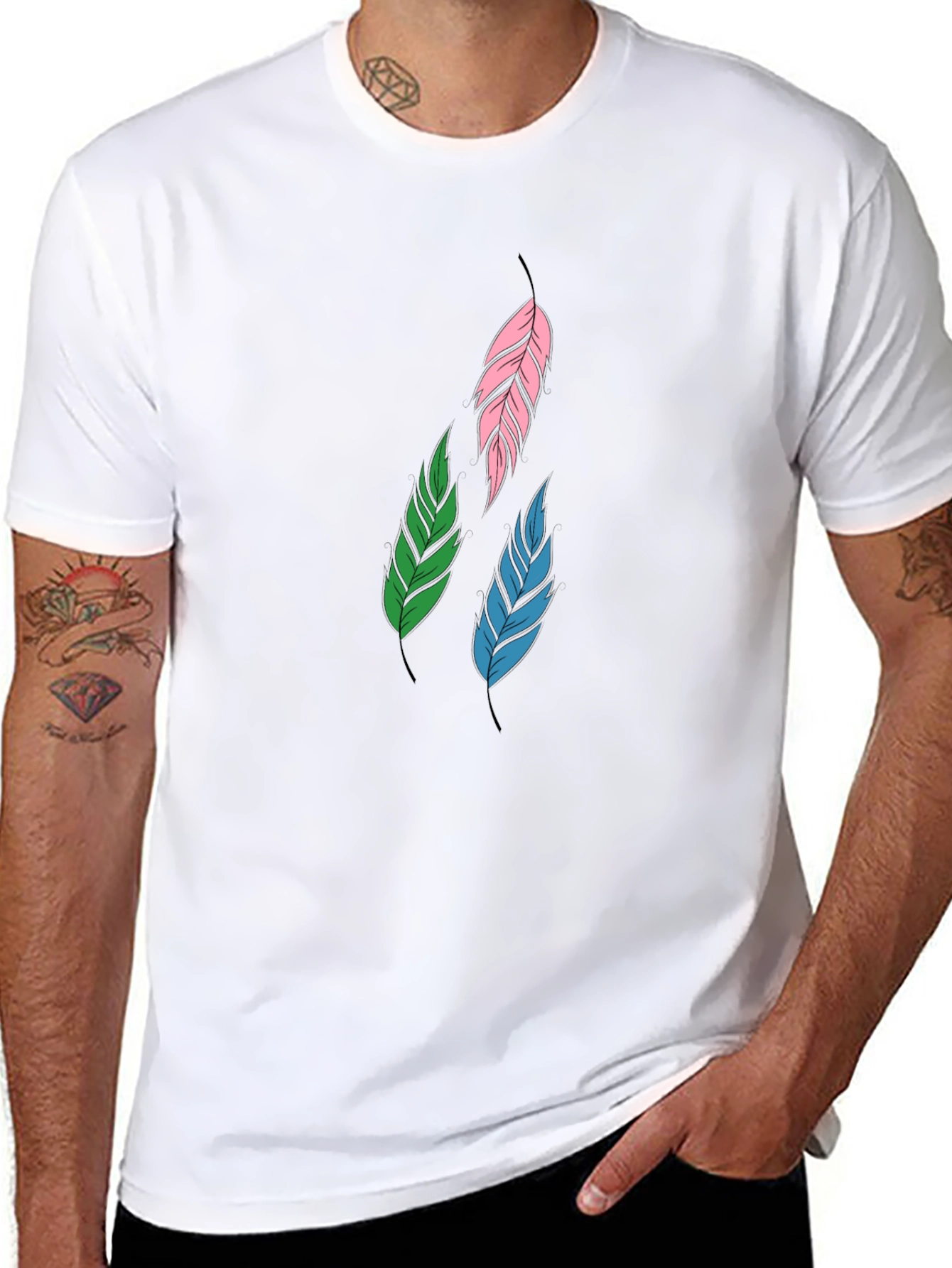 Feather Graphic Black T-Shirt | Stylish Casual Wear