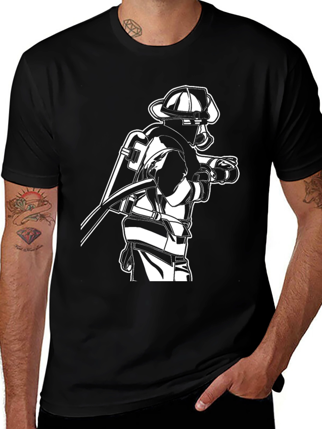 Firefighter Graphic Tee - Black Cotton Blend