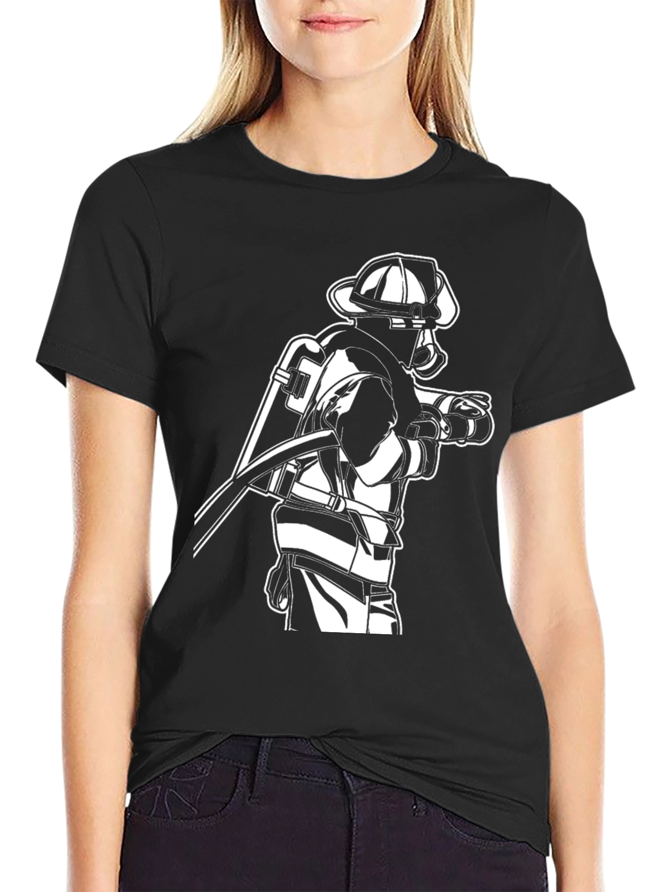 Firefighter Graphic Tee - Black Cotton Blend