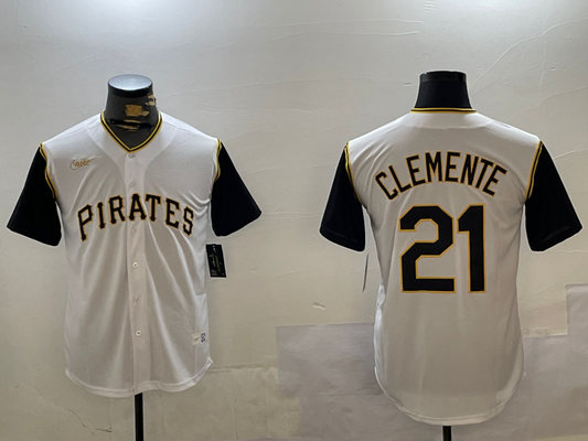 Men's Pittsburgh Pirates Roberto Clemente #21 White Replica Player Jerseys
