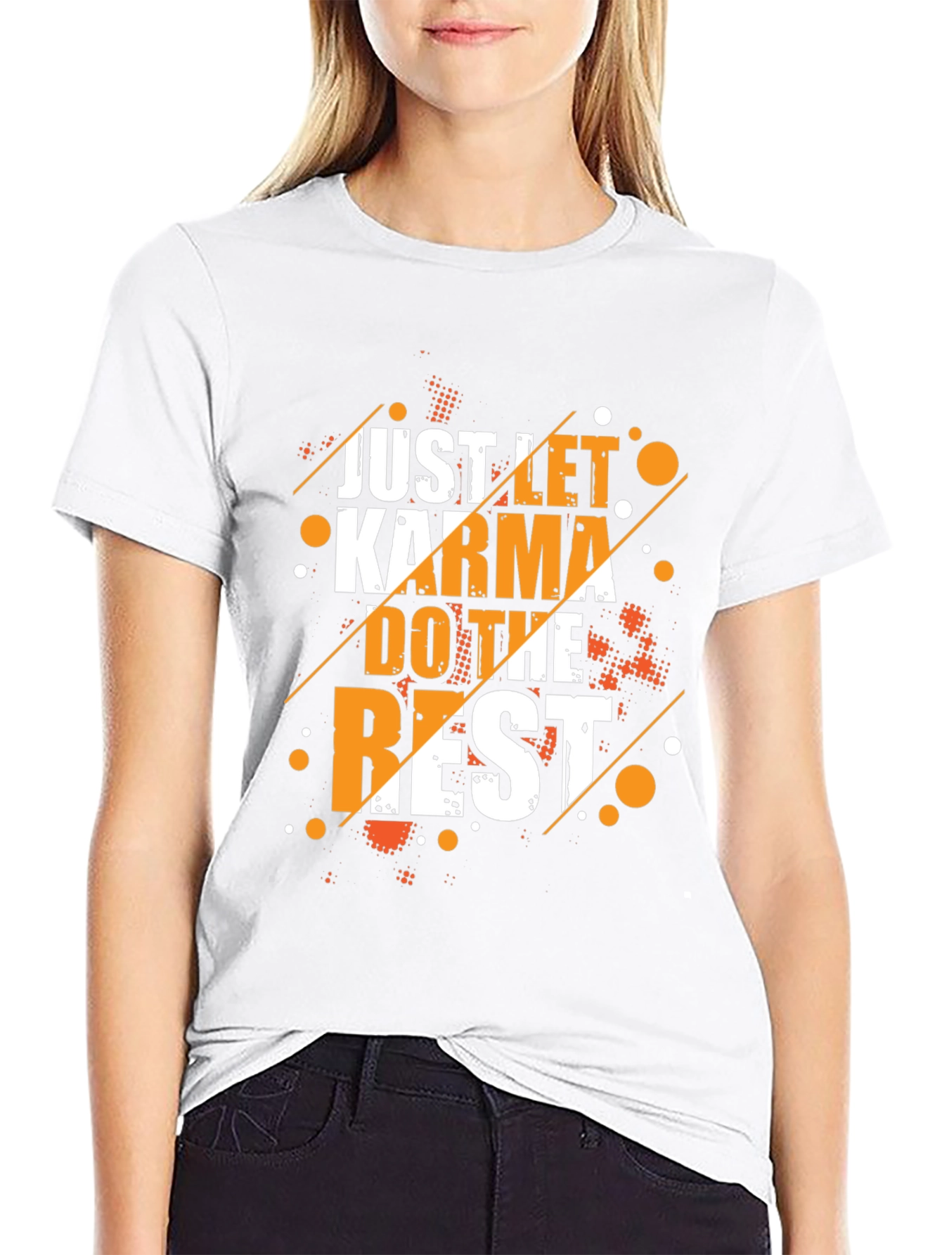 Karma Graphic Print Crew Neck T-Shirt
