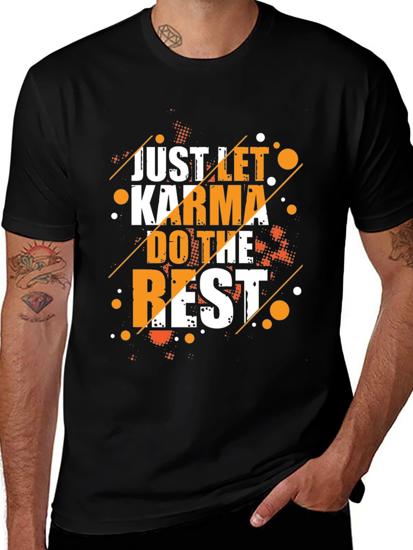 Karma Graphic Print Crew Neck T-Shirt