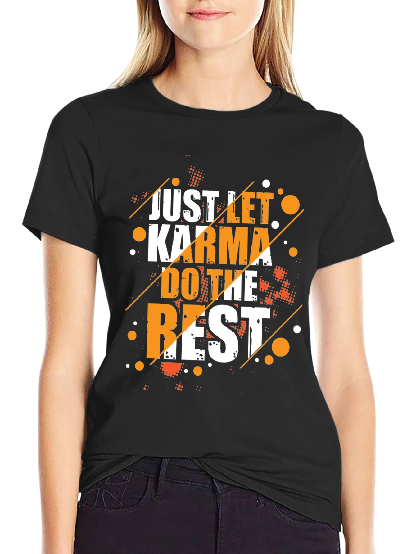 Karma Graphic Print Crew Neck T-Shirt