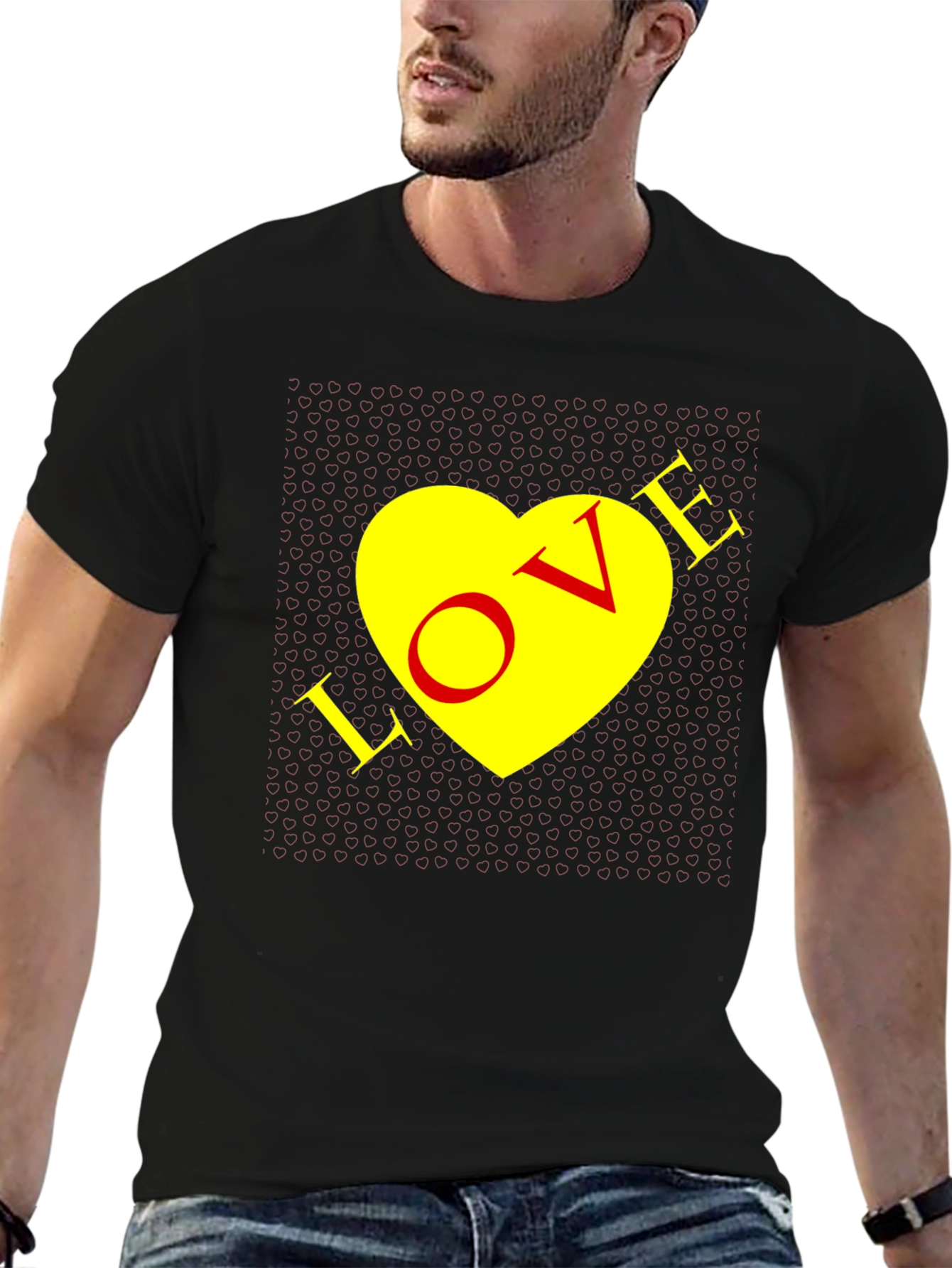 Love Heart Graphic Tee - Mens Black T-Shirt
