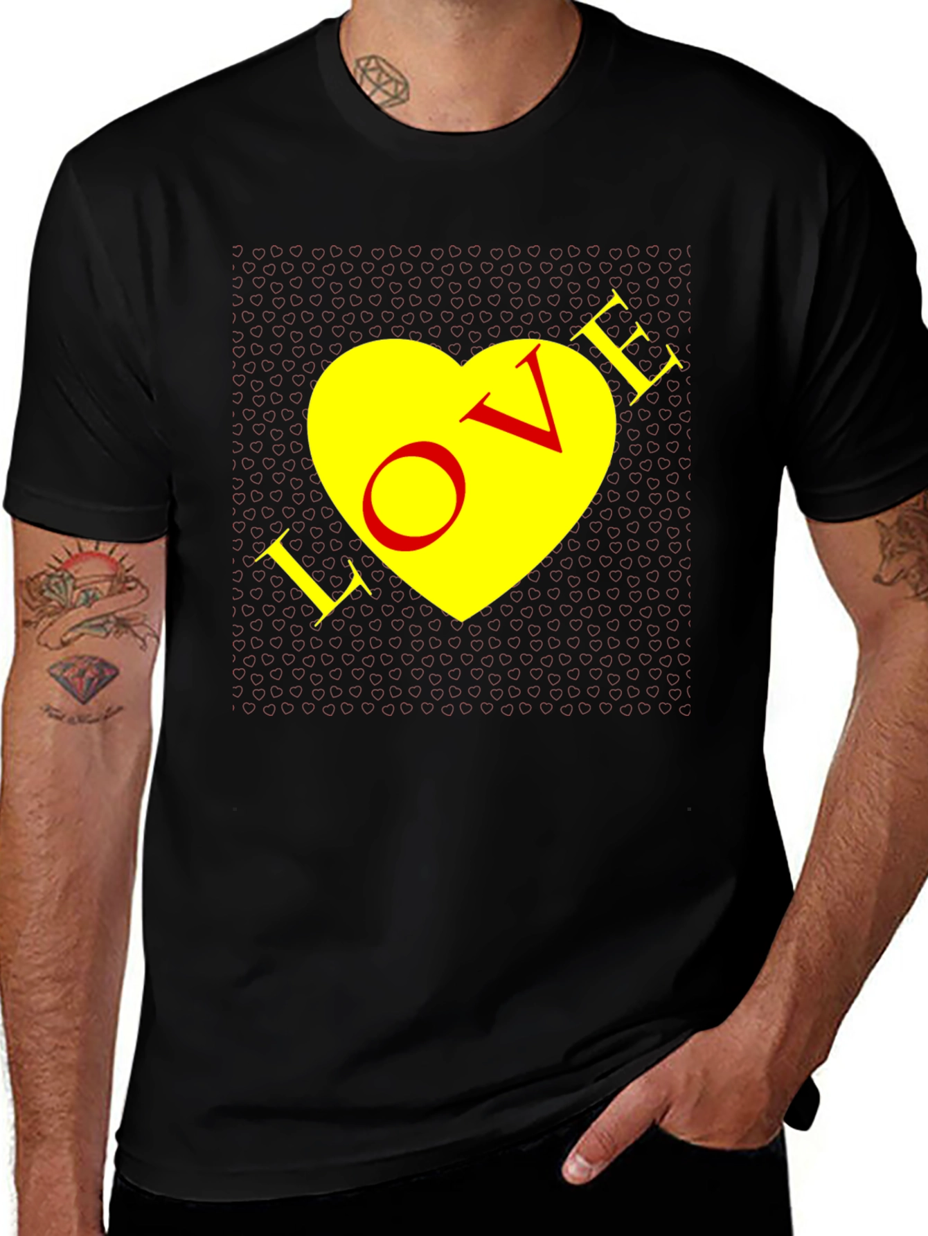 Love Heart Graphic Tee - Mens Black T-Shirt