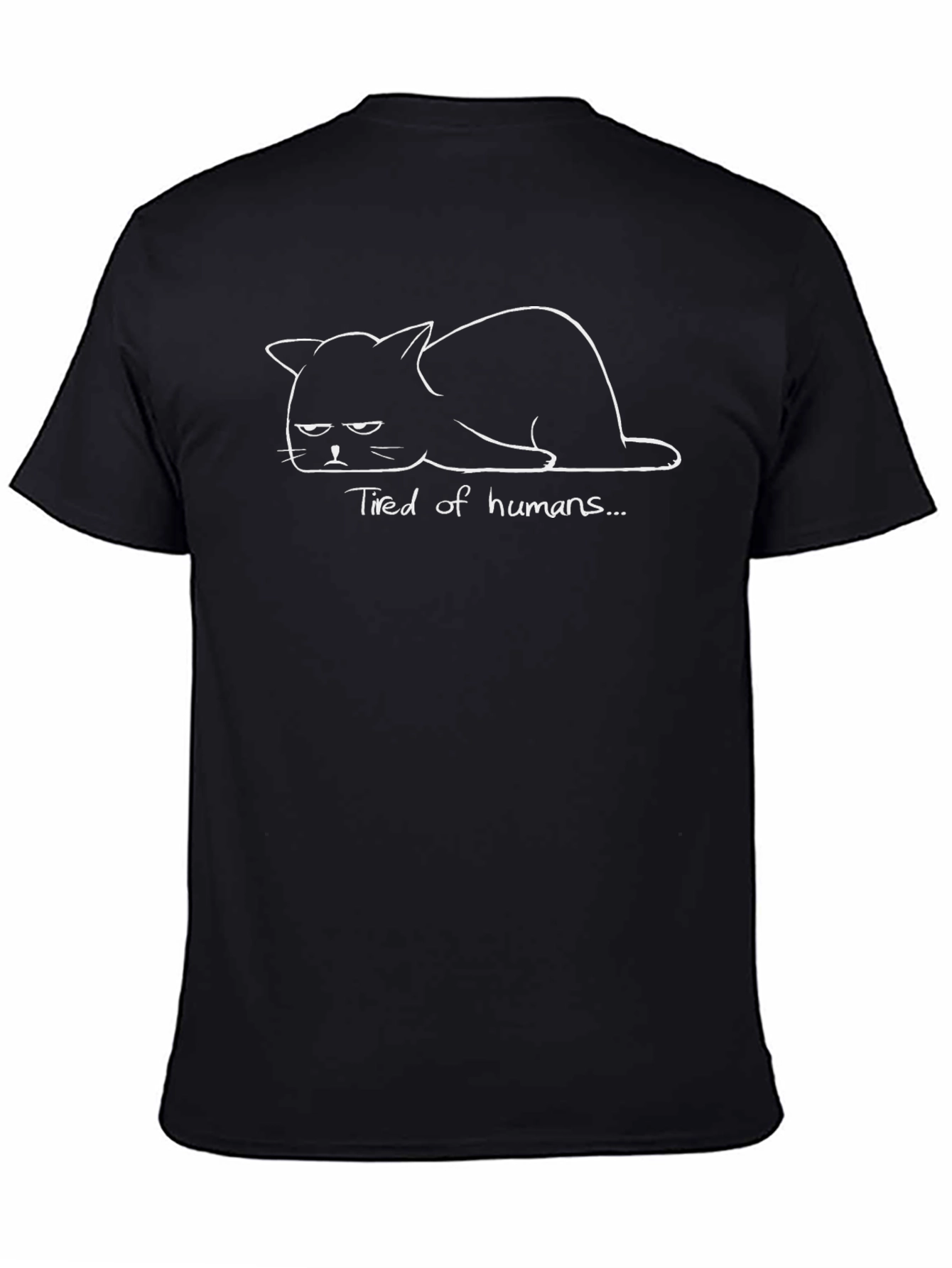 Grumpy Cat Tired of Humans Black T-Shirt
