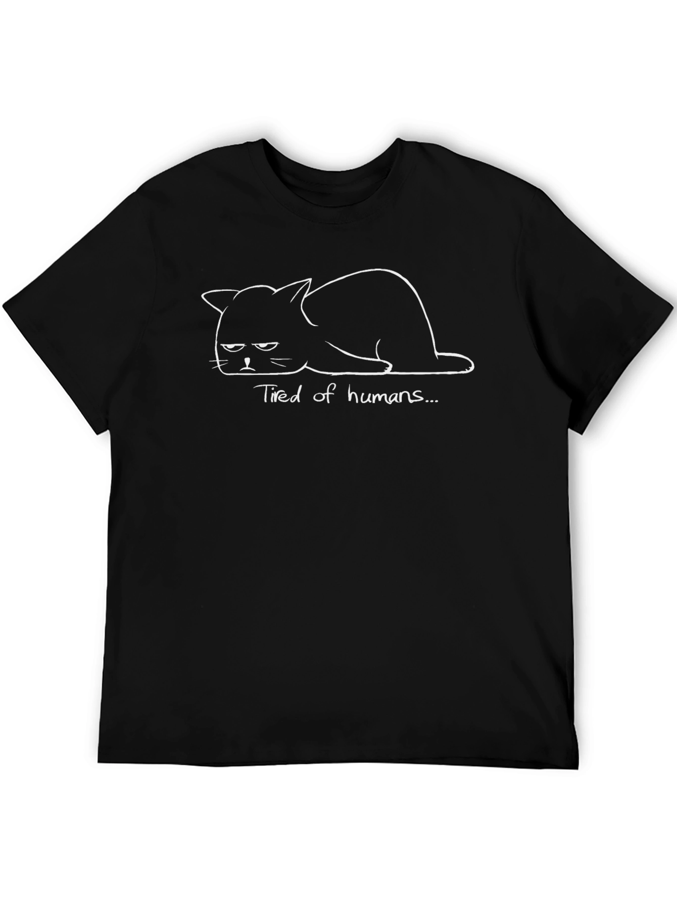 Grumpy Cat Tired of Humans Black T-Shirt