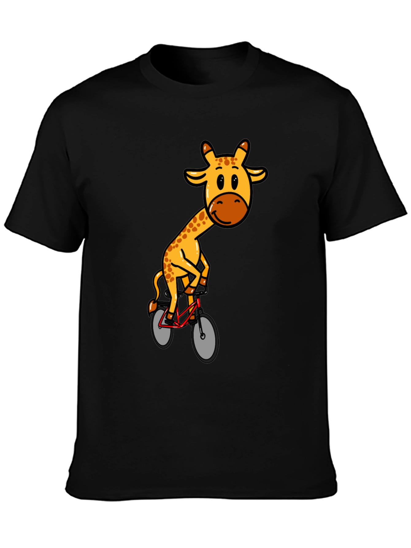 Giraffe on Bike Graphic T-Shirt - Black