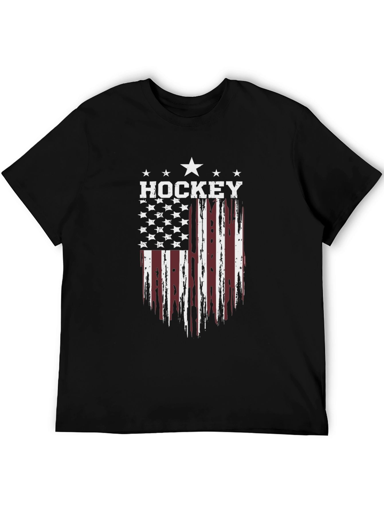 Hockey USA Flag Graphic Black T-Shirt