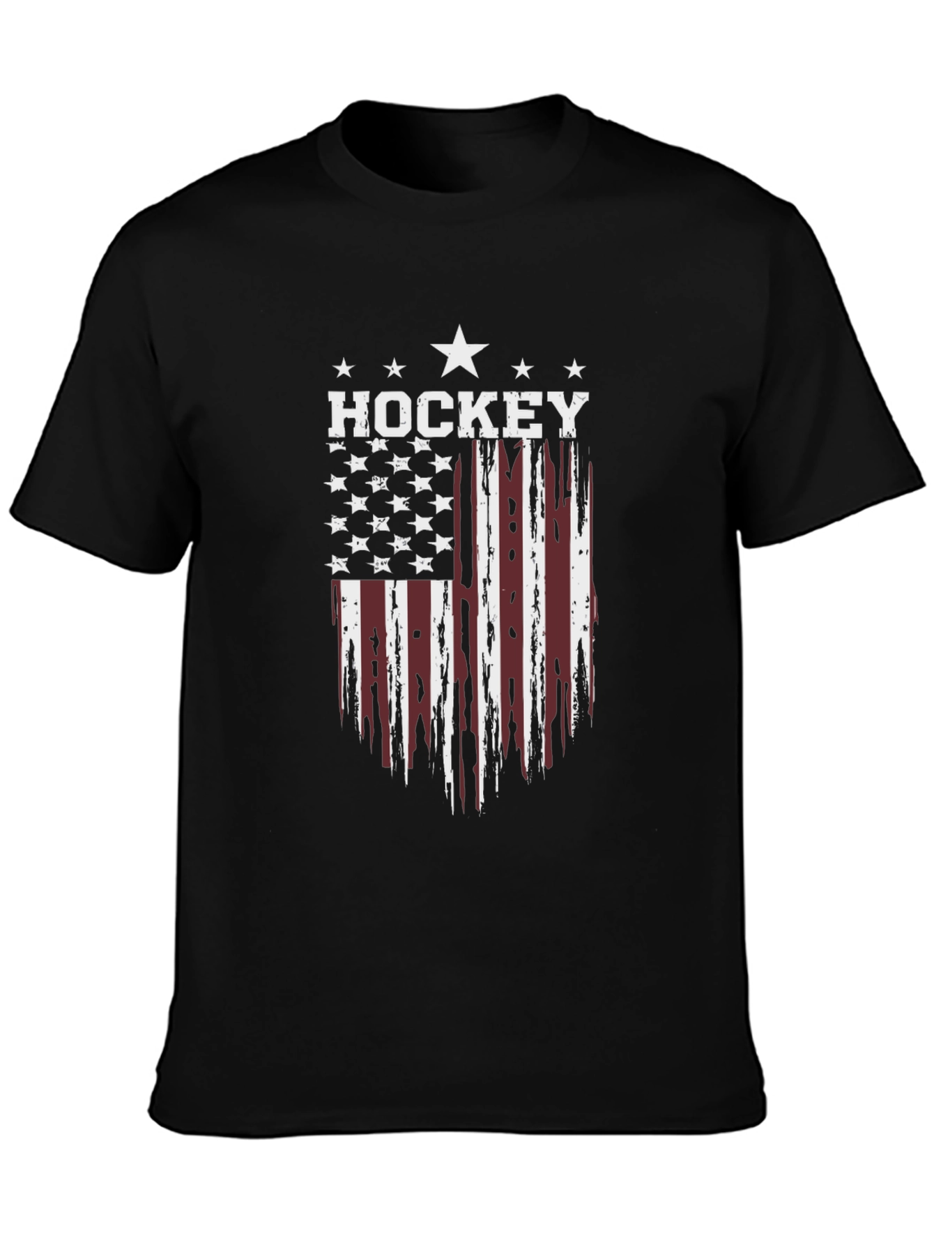 Hockey USA Flag Graphic Black T-Shirt
