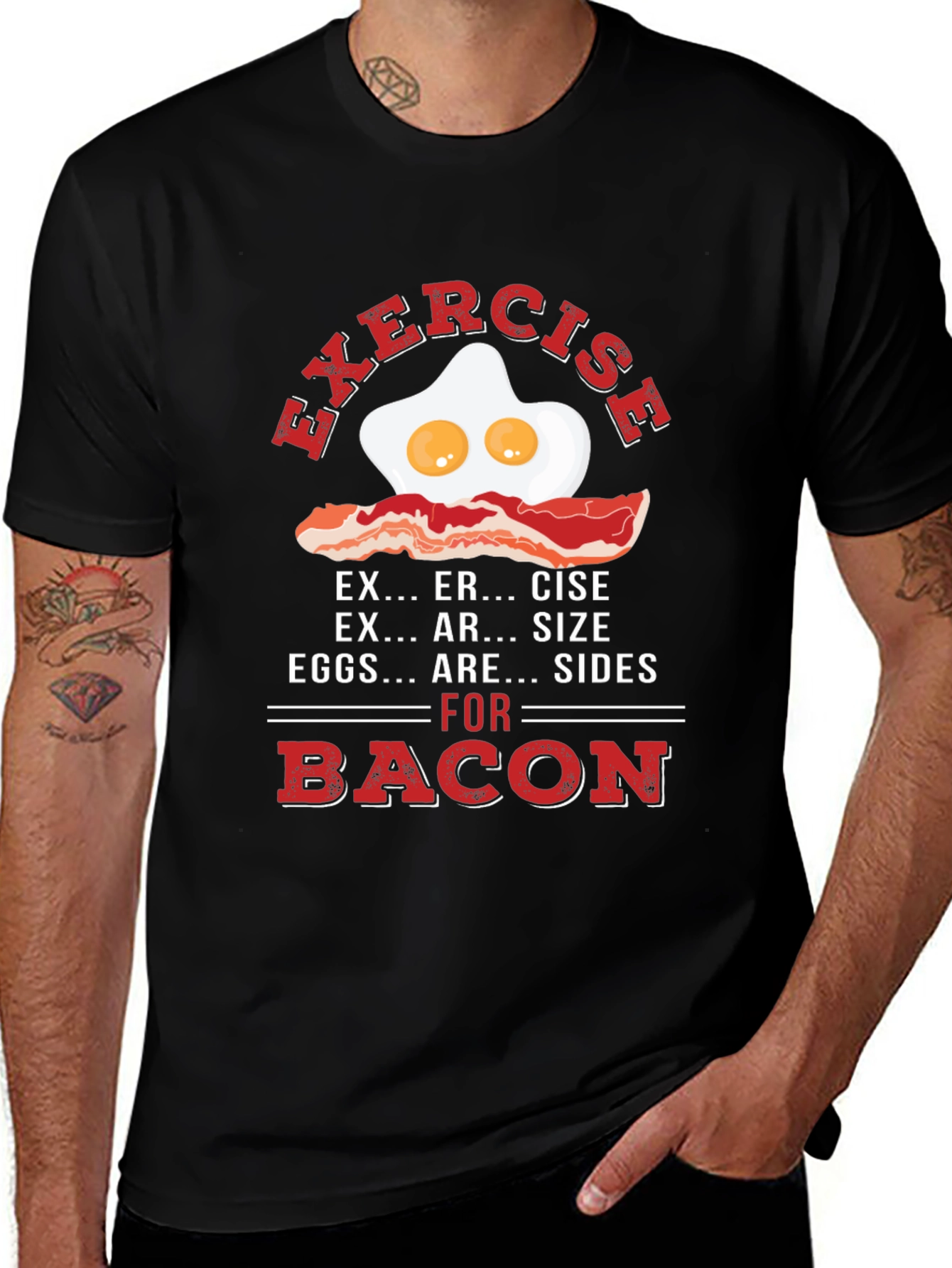 Exercise Eggs & Bacon T-Shirt - Funny Foodie Tee
