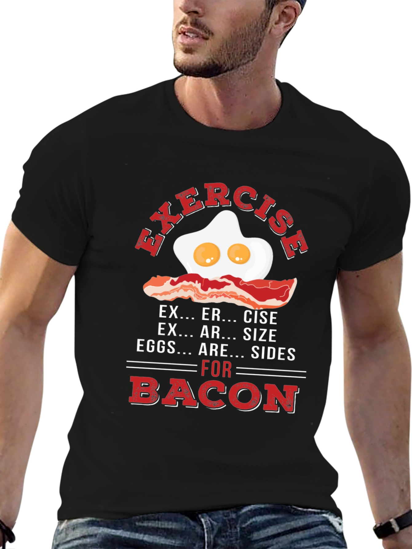 Exercise Eggs & Bacon T-Shirt - Funny Foodie Tee