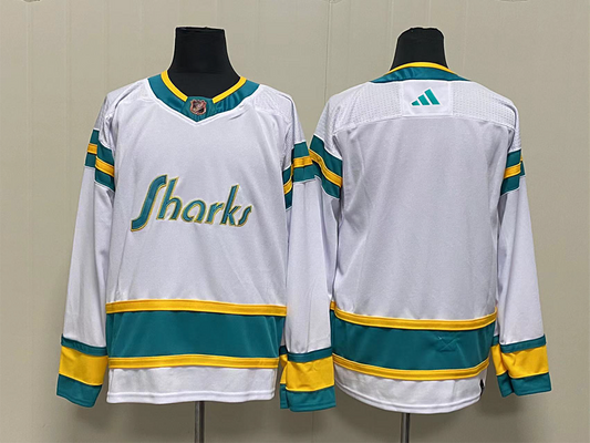 Men's San Jose Sharks White Reverse Retro 2.0 Authentic Blank Jerseys