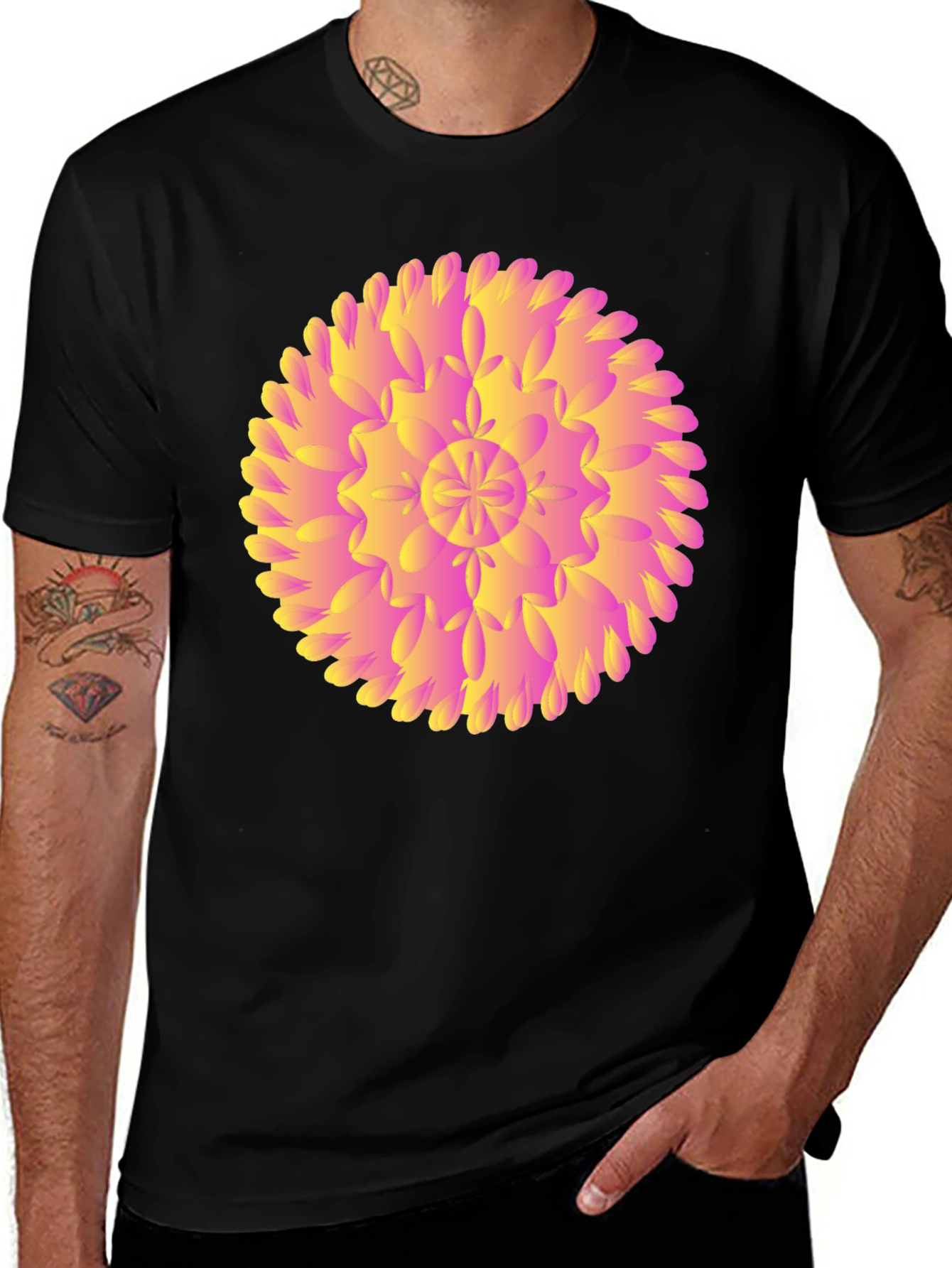 Abstract Floral Graphic Black T-Shirt