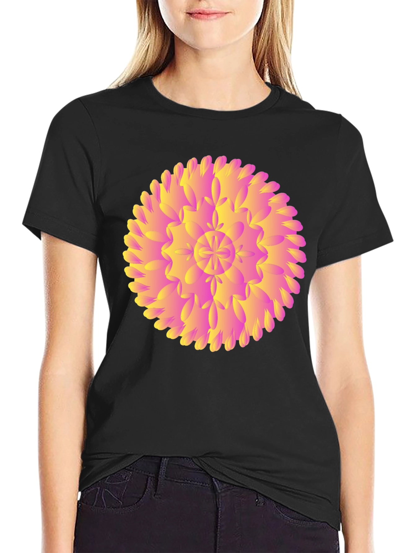 Abstract Floral Graphic Black T-Shirt