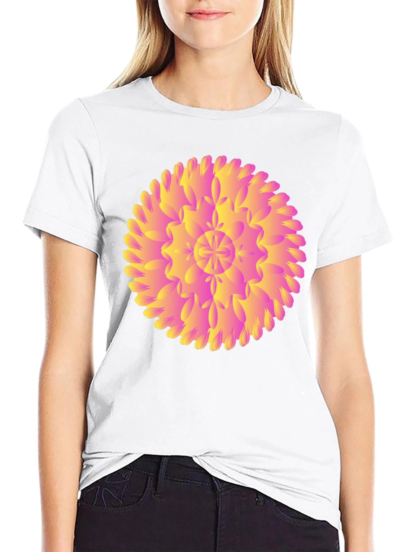 Abstract Floral Graphic Black T-Shirt