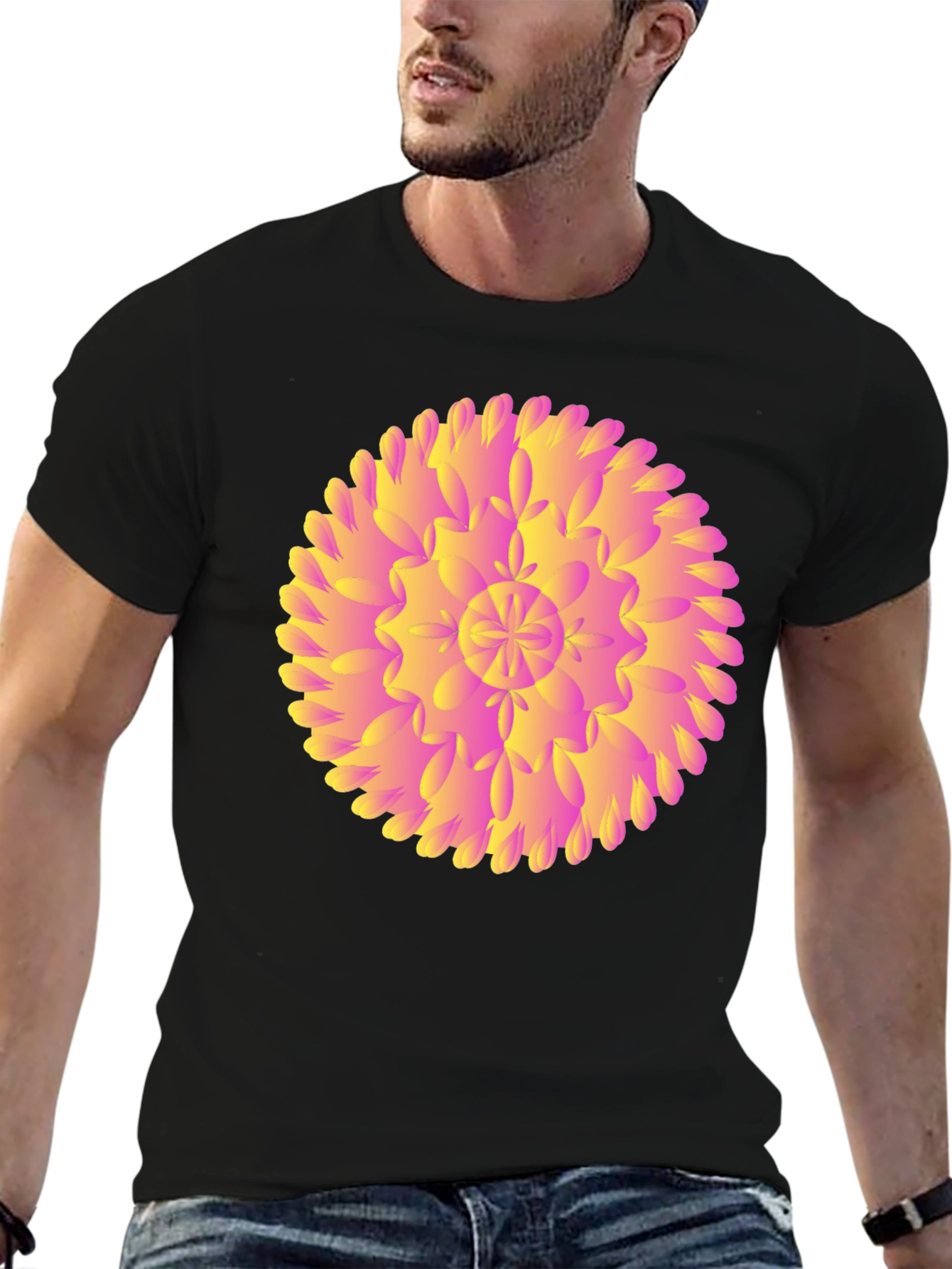 Abstract Floral Graphic Black T-Shirt