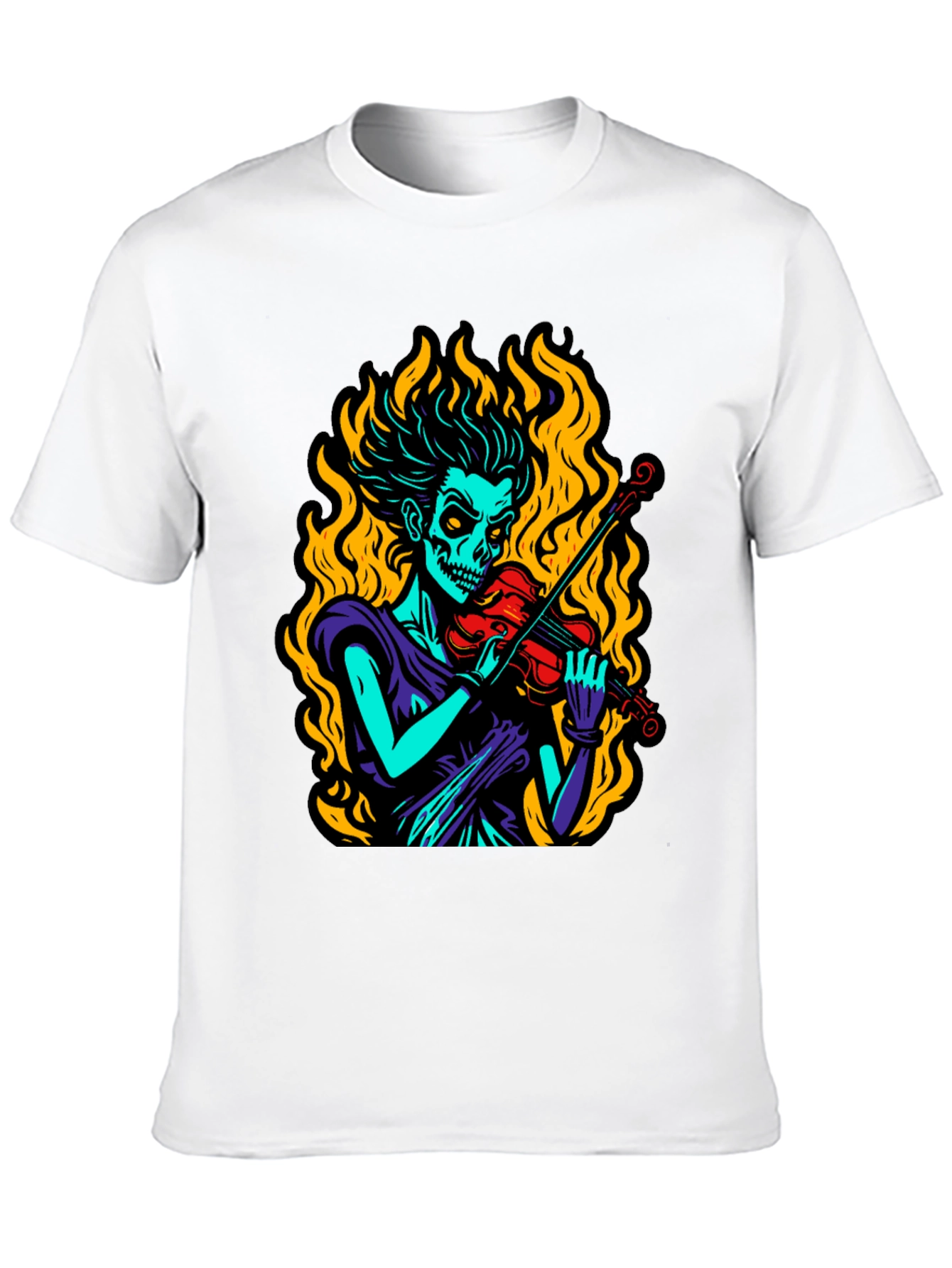 Grim Fiddler Graphic T-Shirt - Unique Skeleton Violin Design