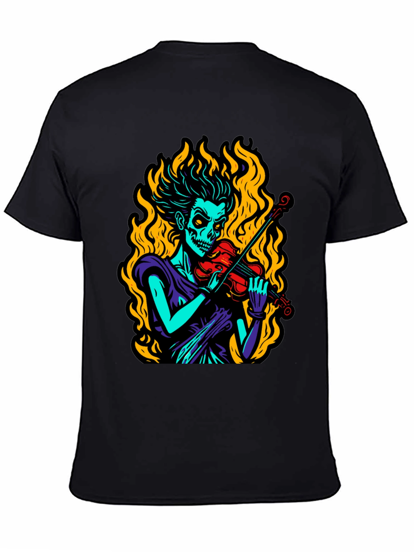 Grim Fiddler Graphic T-Shirt - Unique Skeleton Violin Design
