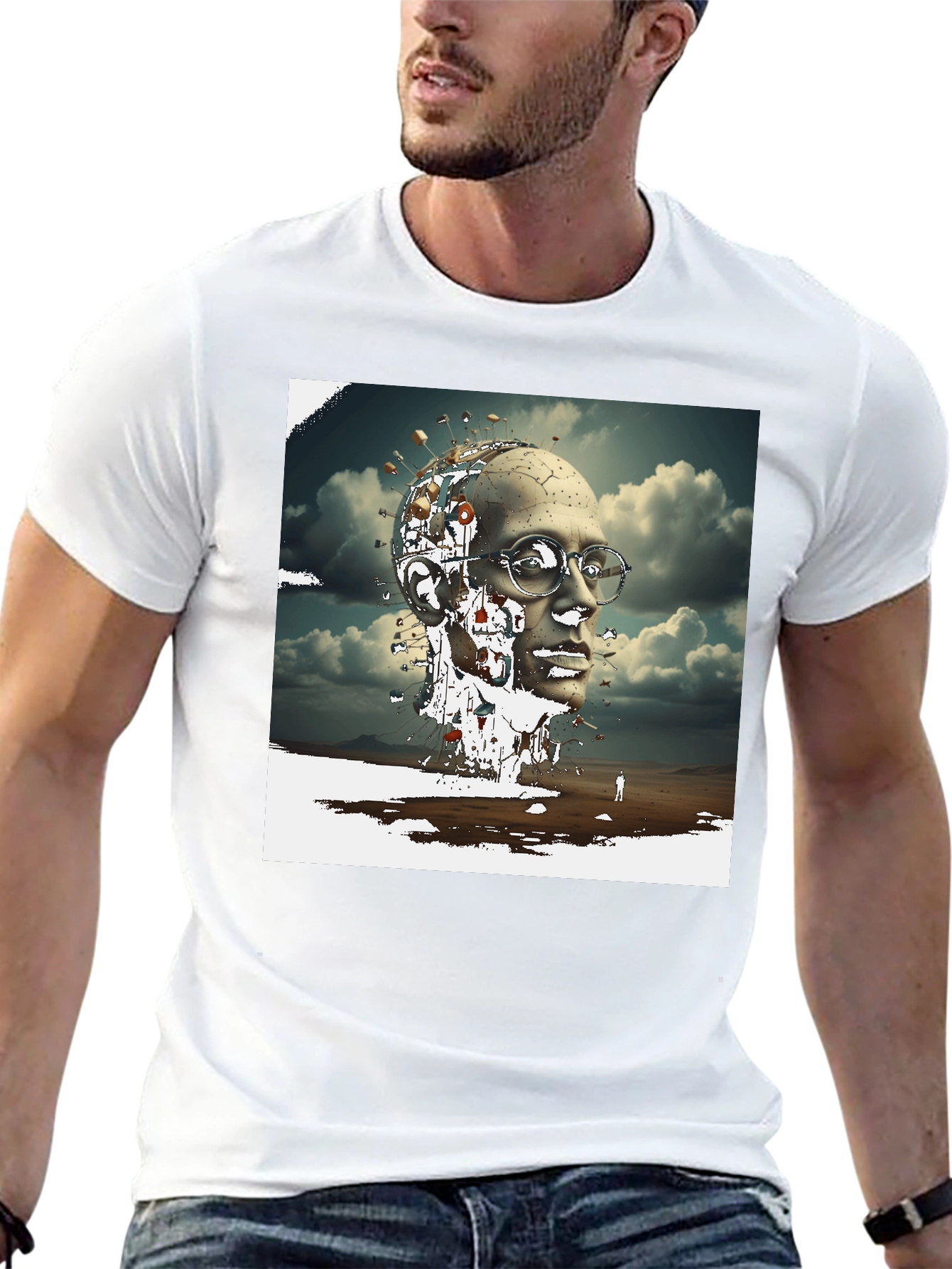 Surreal Headscape Graphic Tee - Modern Art T-Shirt