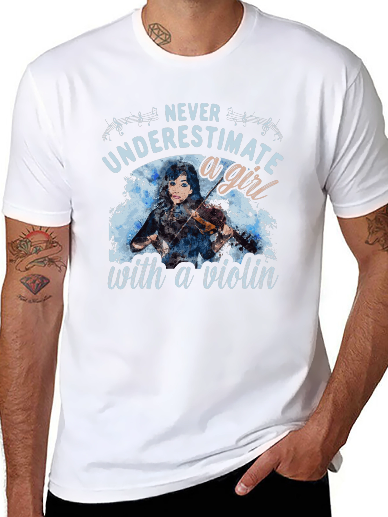 Never Underestimate a Girl with a Violin T-Shirt