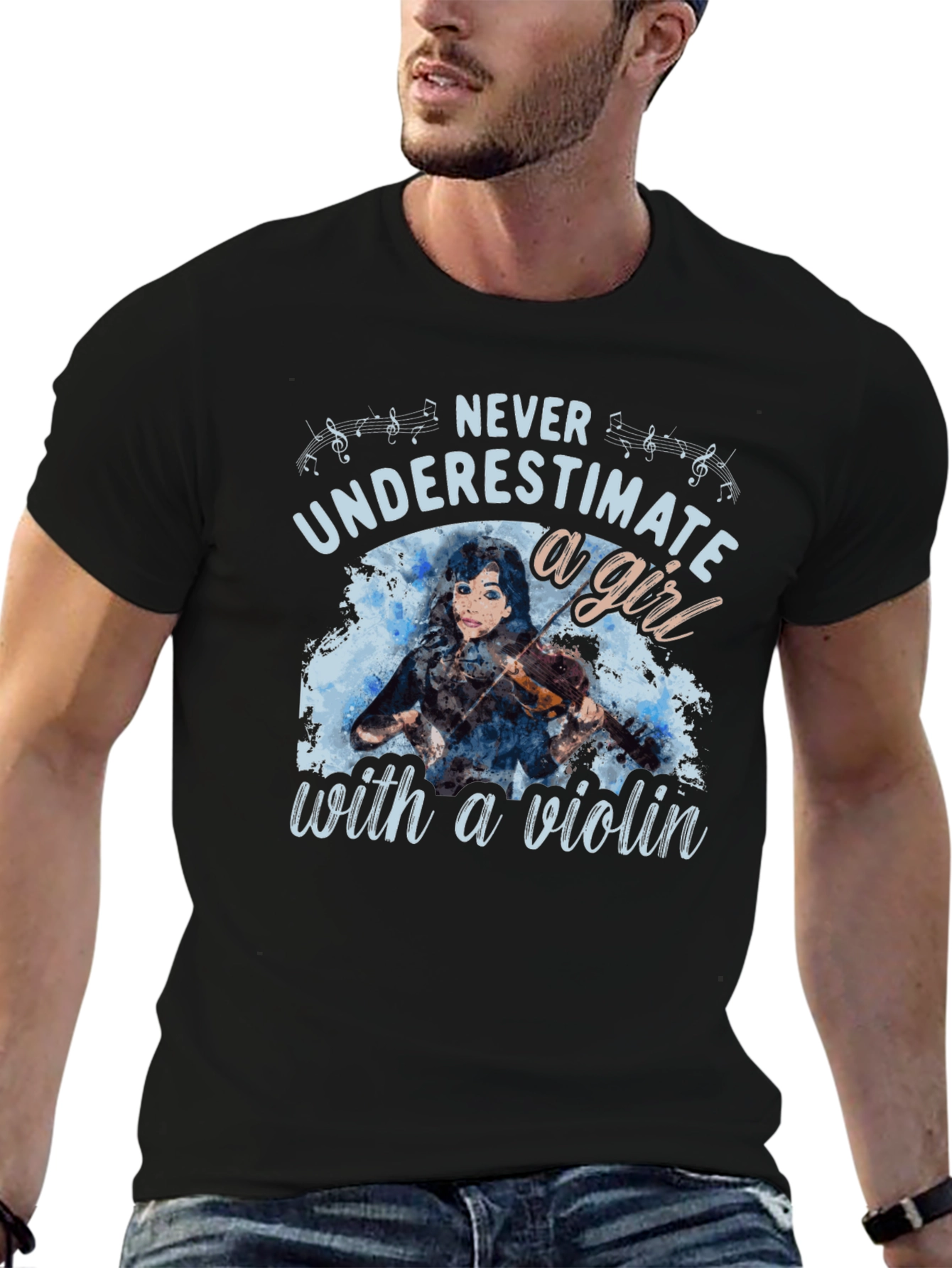 Never Underestimate a Girl with a Violin T-Shirt