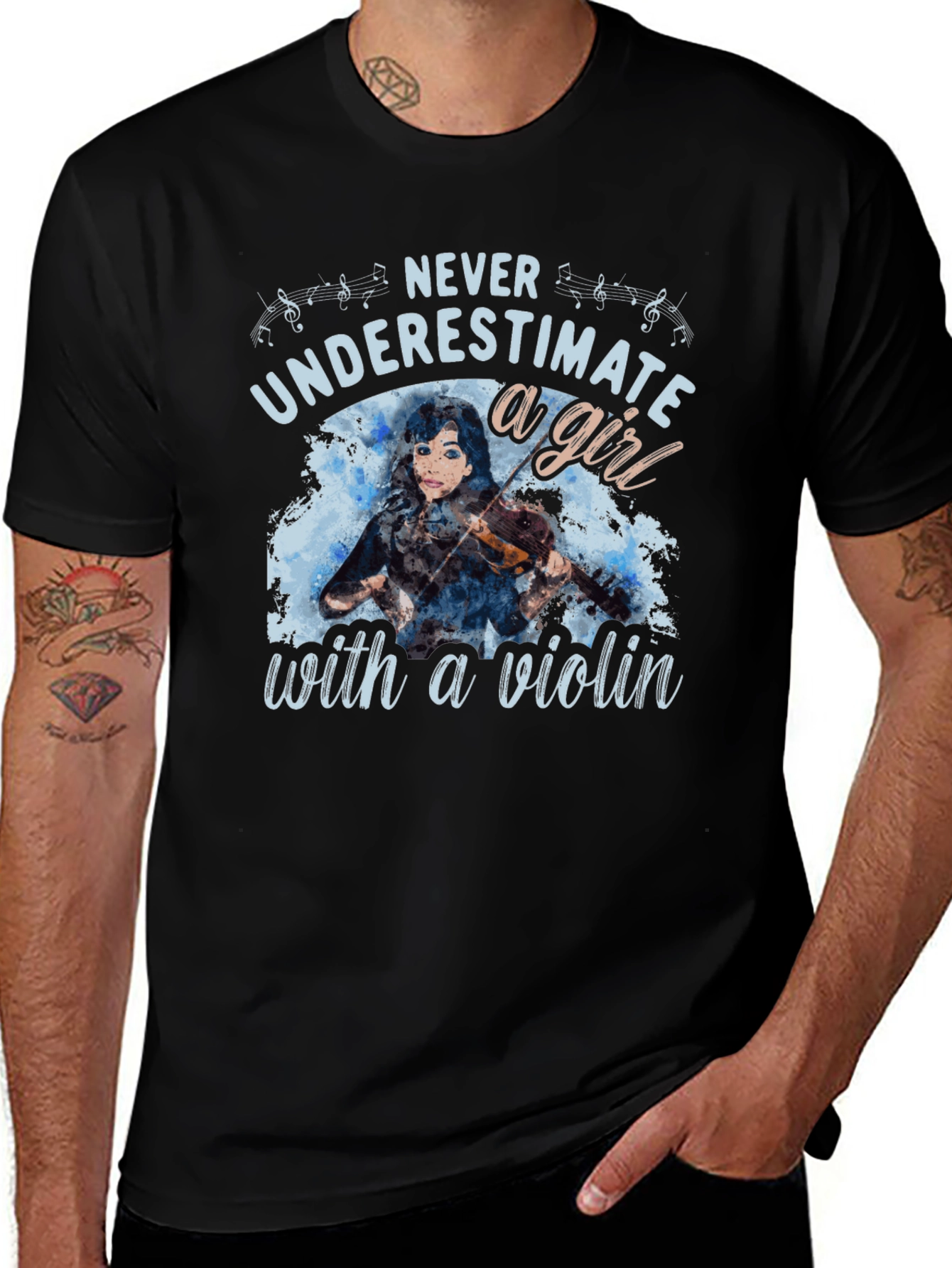 Never Underestimate a Girl with a Violin T-Shirt