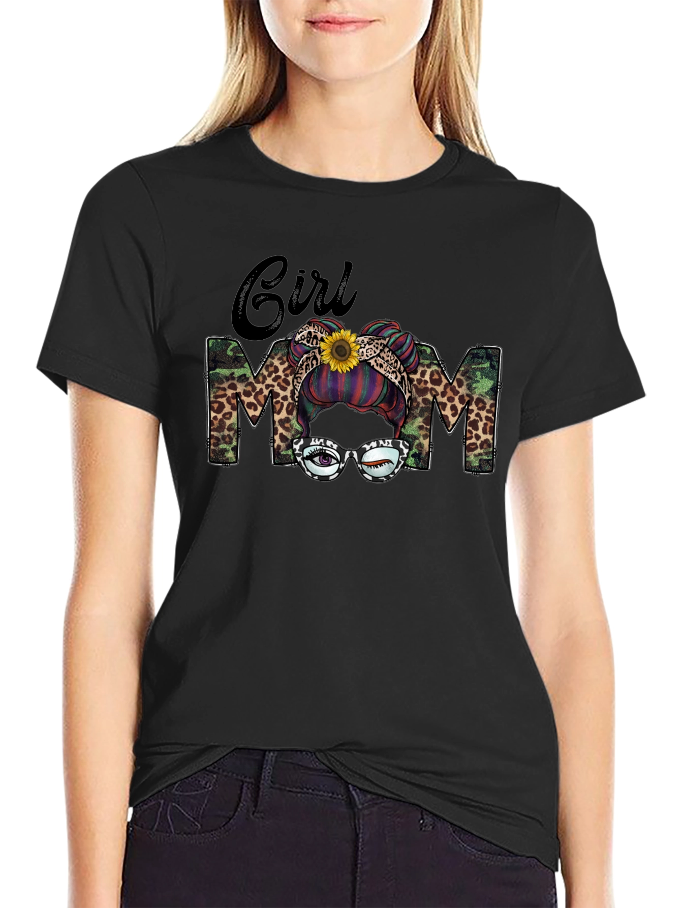 Girl Mom Camo Leopard T-Shirt