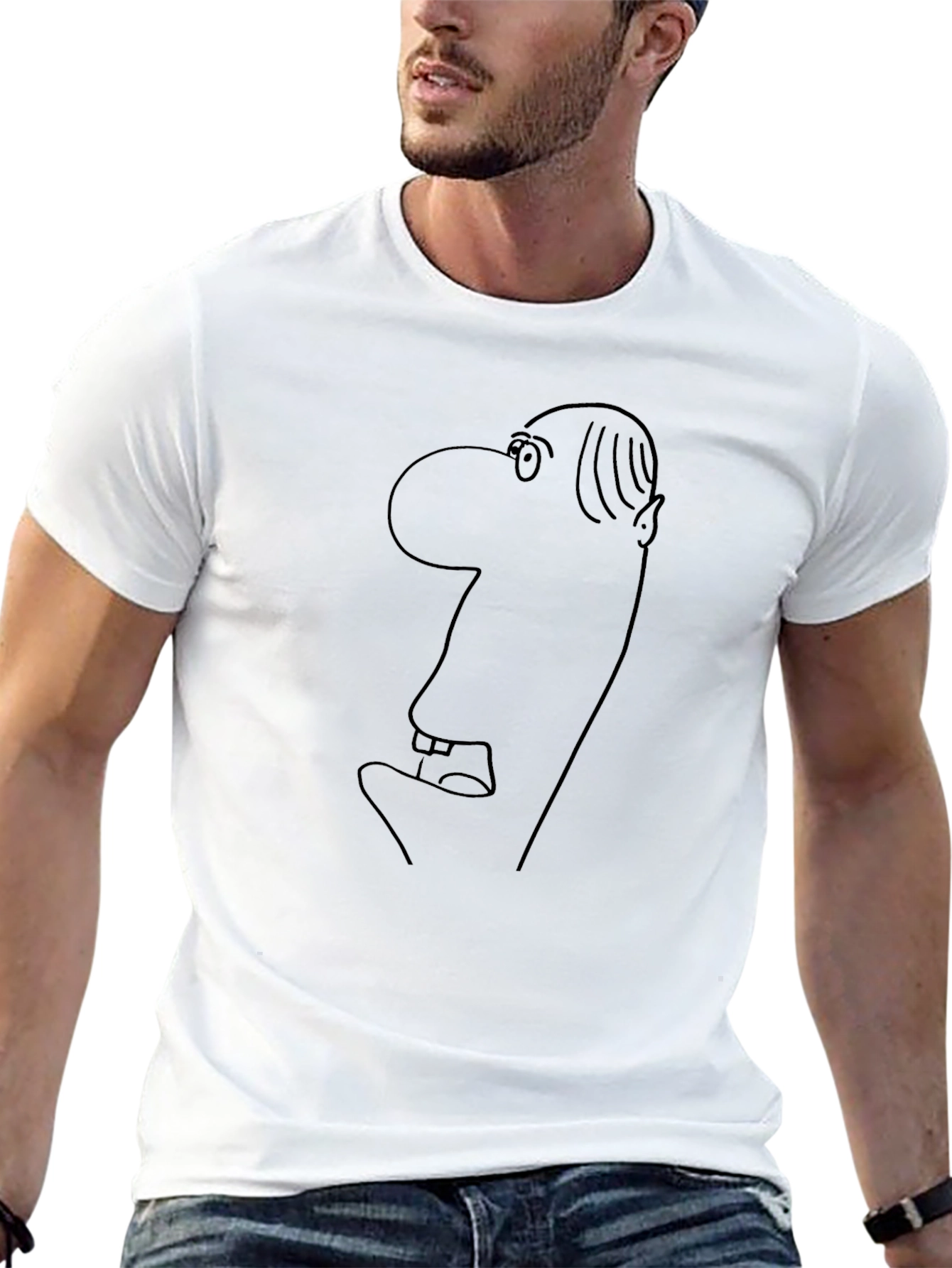 Abstract Face Outline Black T-Shirt