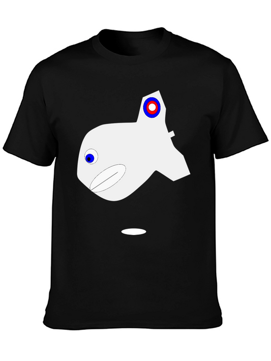 Abstract Fish Graphic Black T-Shirt