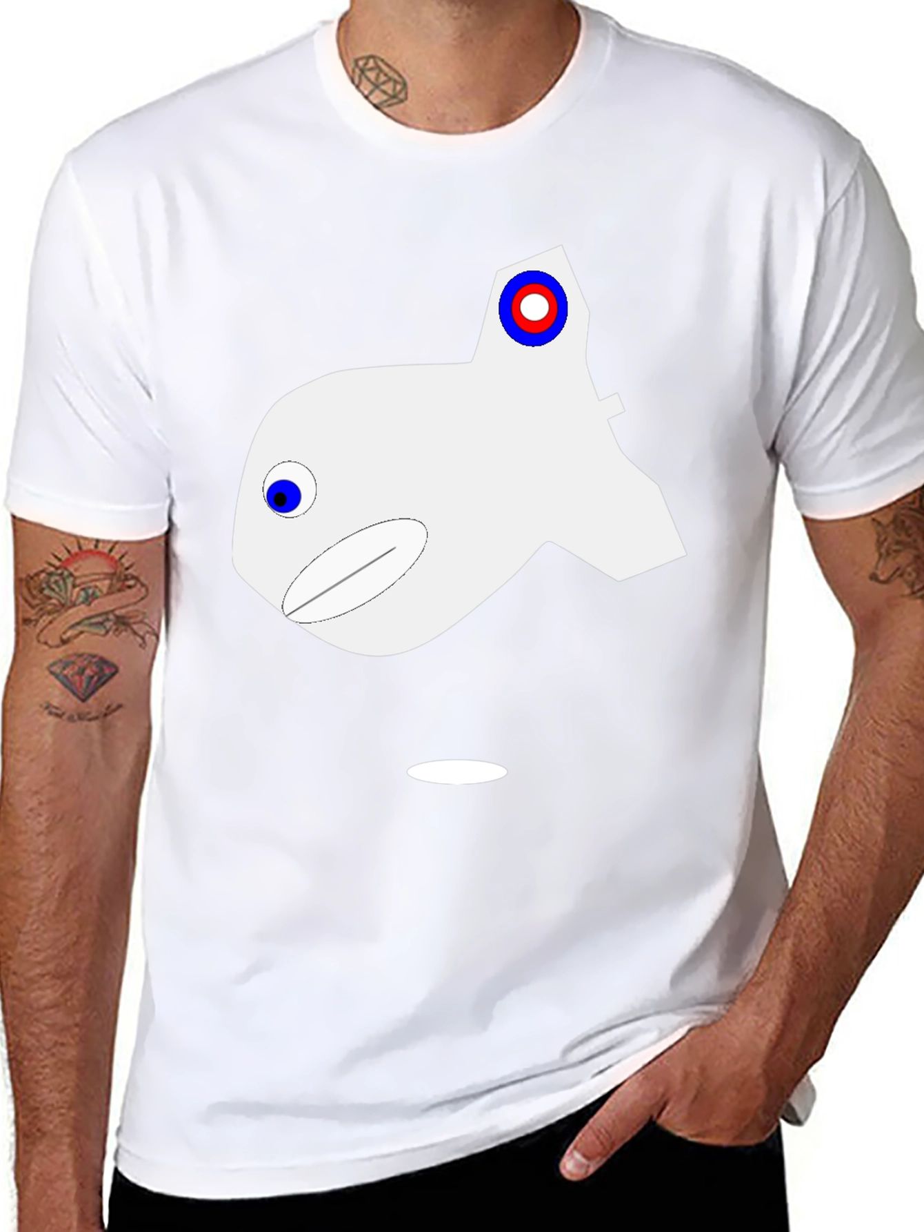 Abstract Fish Graphic Black T-Shirt