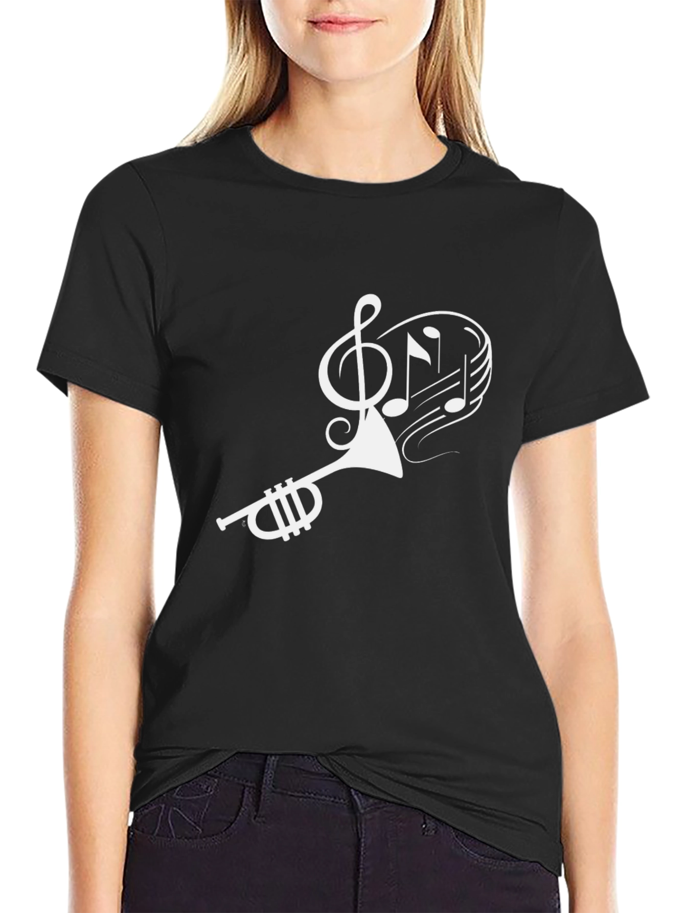 Musical Trumpet Graphic T-Shirt - Black