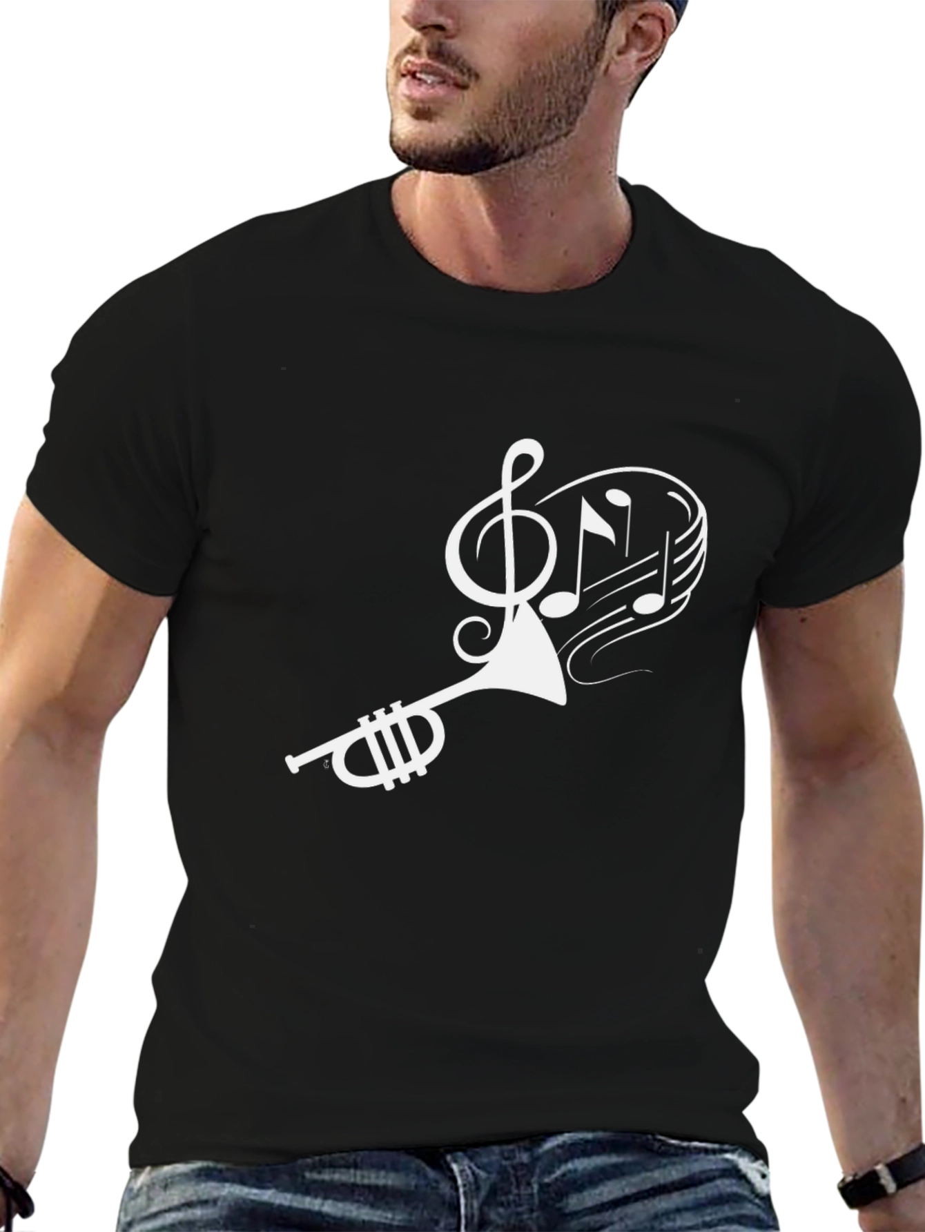 Musical Trumpet Graphic T-Shirt - Black