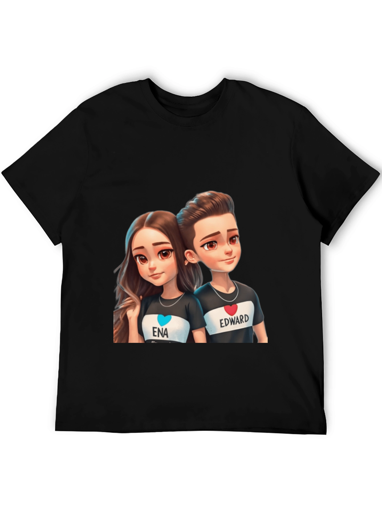 Couple Cartoon Print Tee - Ena & Edward
