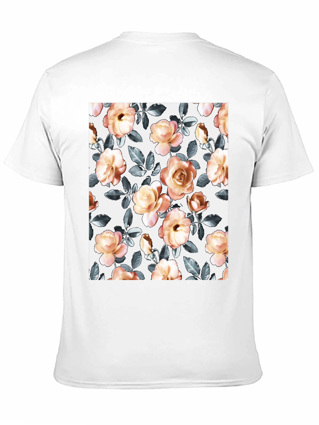 Floral Pattern T-Shirt - Soft Rose Design