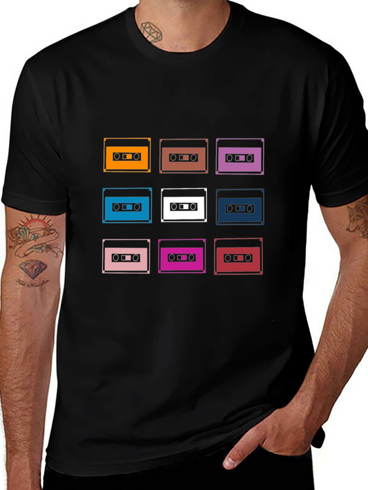 Retro Cassette Tape Graphic Tee - Black