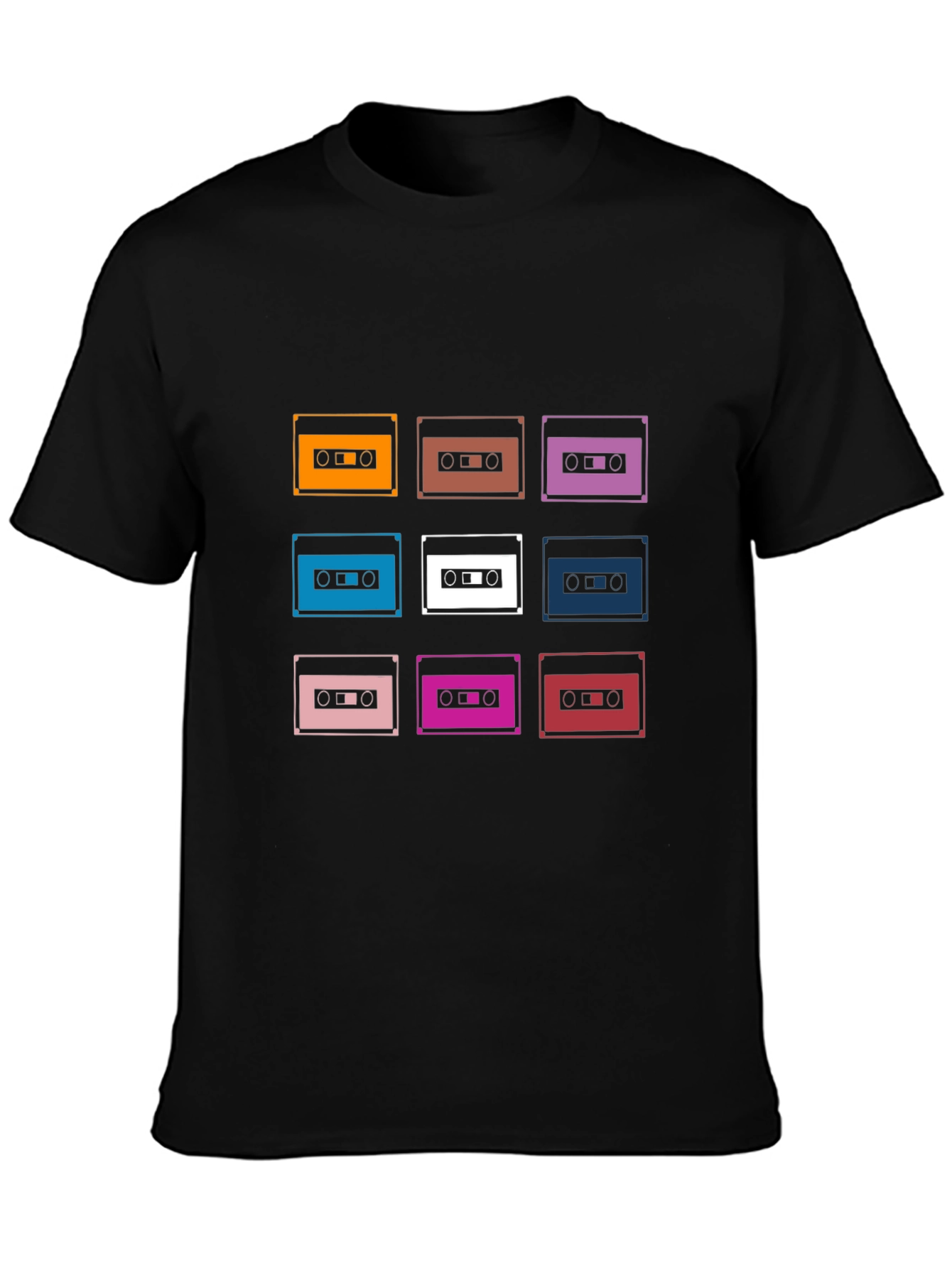 Retro Cassette Tape Graphic Tee - Black