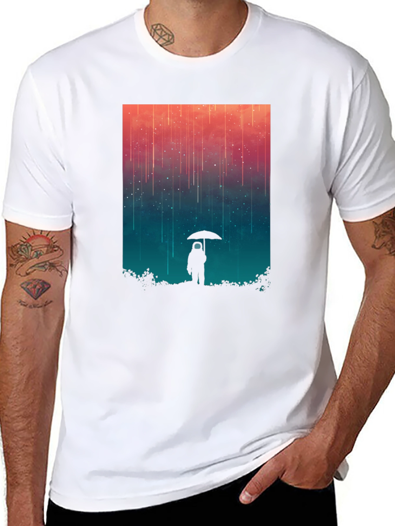 Cosmic Rain T-Shirt - Black Graphic Tee
