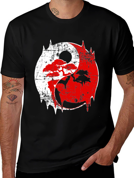 Yin Yang Bonsai Tree Graphic T-Shirt