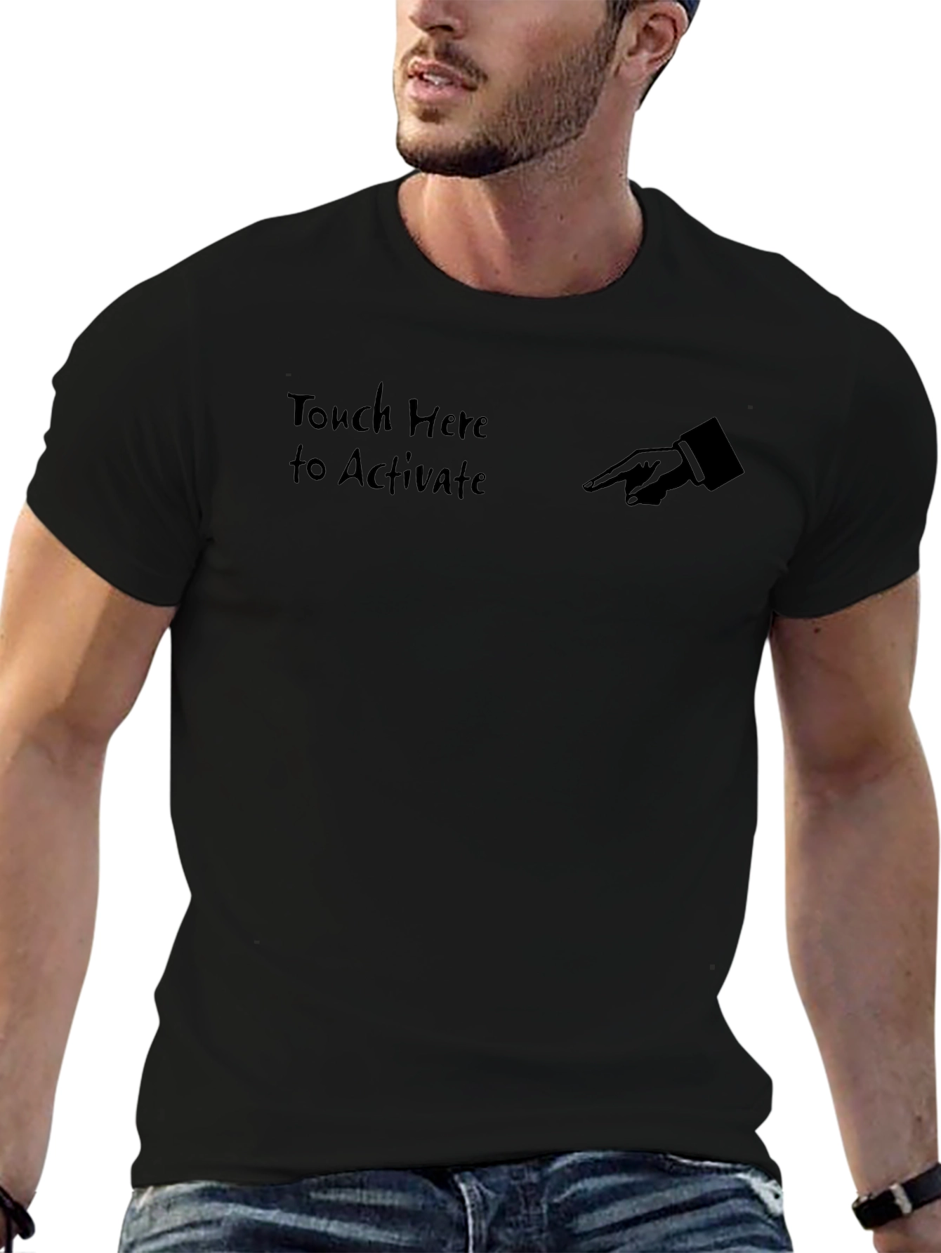 Touch Here to Activate Black T-Shirt