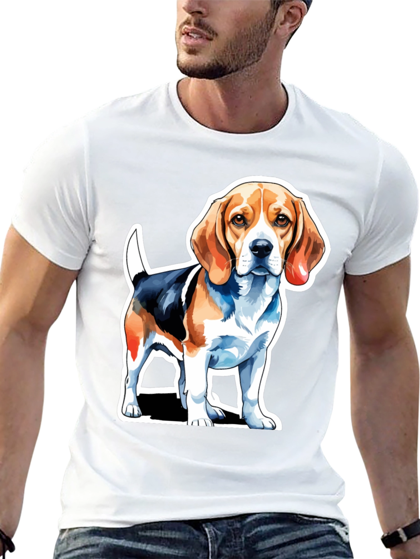 Beagle Dog Graphic Tee - Mens Black T-Shirt