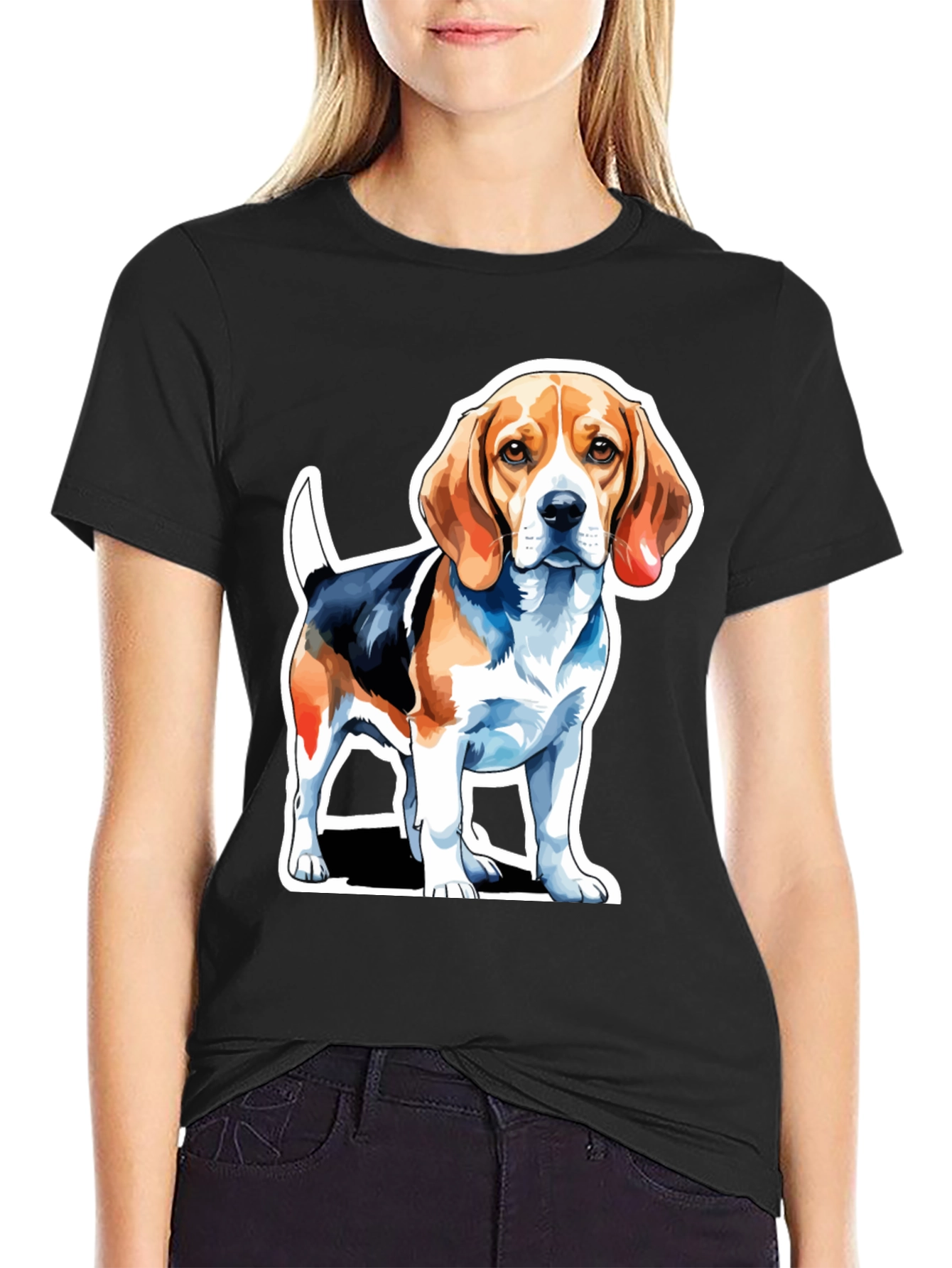 Beagle Dog Graphic Tee - Mens Black T-Shirt